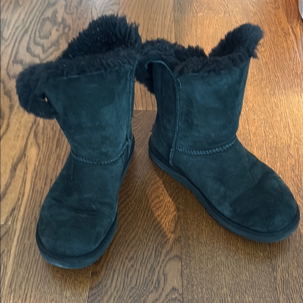 UGG  Black Suede Fur-Lined Boots